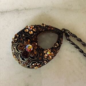 Vintage Bronze basket Necklace